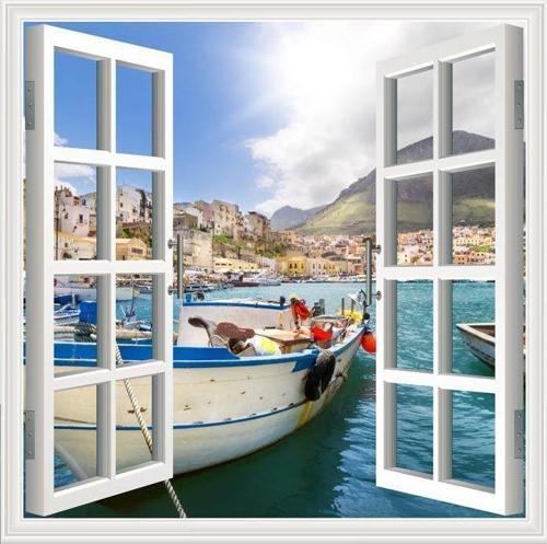 Pencere Poster Duvar Kağıdı Kasaba Yapışkanlı Sticker