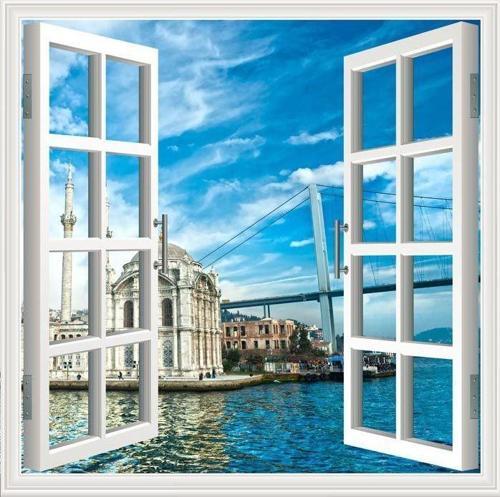 Pencere Poster Duvar Kağıdı Ortaköy Yapışkanlı Sticker