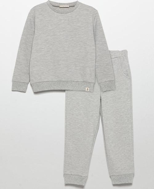 İnce Çizgili Sweatshirt Jogger Gri Alt Üst Takım
