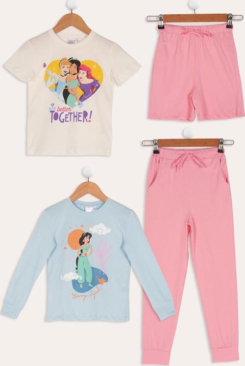 4'lü Disney Princess Baskılı Tshirt Şort Pantolon Takım
