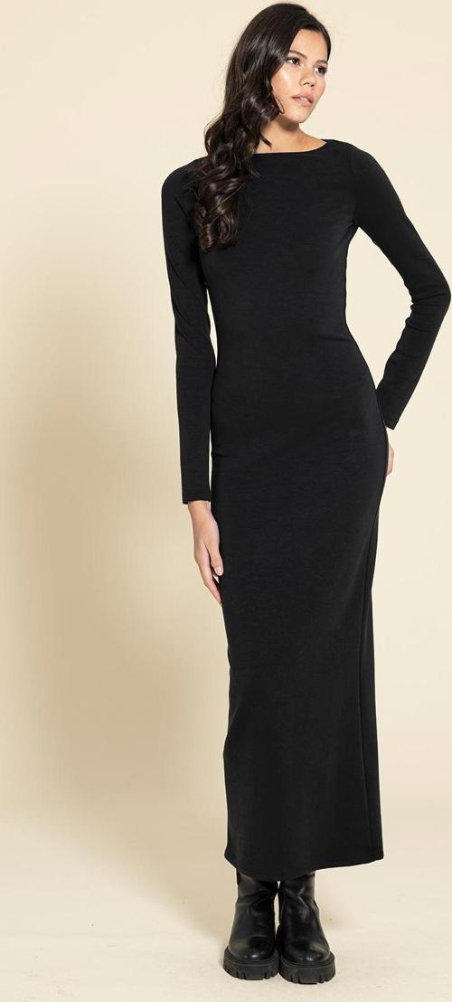 Cupra Kumaş Uzun Siyah Elbise