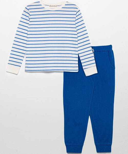 Bisiklet Yaka Uzun Kol Saks Alt Üst Takım