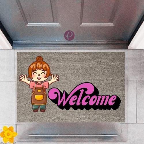 Büro Ev Ofis Dekoru için Dijital Baskı Kapı Önü Welcome Tarz Paspas 