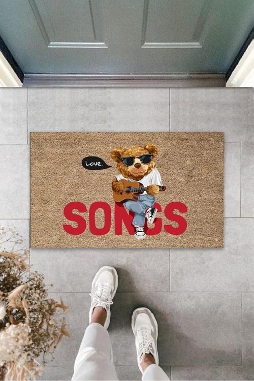 Büro Ev Ofis Dış Mekan Kapı Önü için Song Ayıcıklı Bej Kapı Paspası
