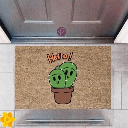 Büro Ev Ofis Dekoru için Dijital Baskı Kapı Önü Paspas Hello Tarz