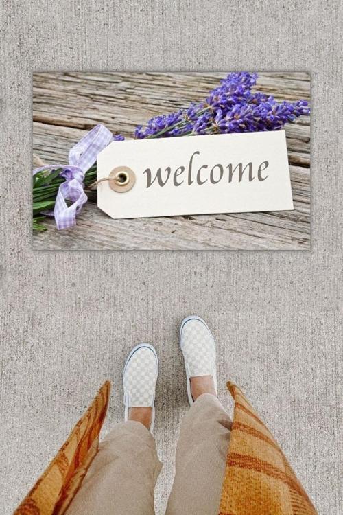 Büro Ev Ofis Dekoru için Dijital Baskı Welcome Bej Kapı Önü Paspası