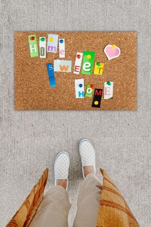 Büro Ev Ofis Dekoru için Dijital Baskı Home Sweet Home Çok Renkli Kapı Önü Paspas