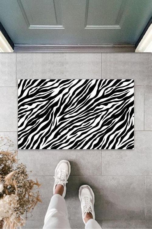 Büro Ev Ofis Dekoru için Modern Kapı Önü Paspas Siyah Zebra