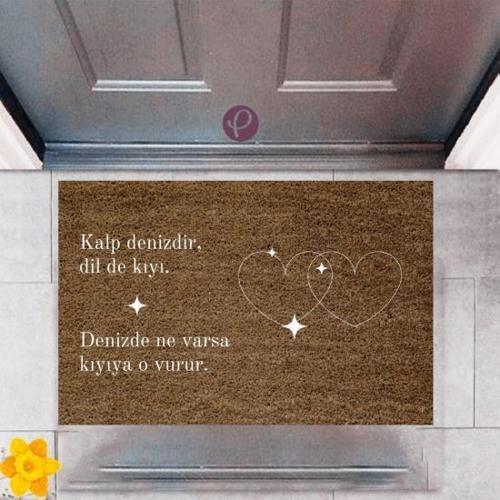 Büro Ev Ofis Dekoru için Dijital Baskı Kapı Önü Paspas Çift Kalp