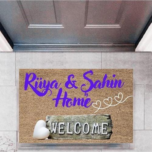 Büro Ev Ofis Dekoru için Dijital Baskı Model Kapı Önü Motif Welcome Paspas 