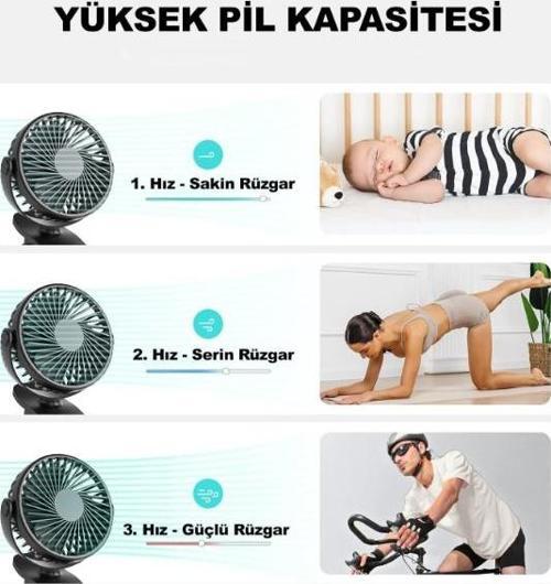 Büro Ev Ofis Yazlık Hediyesi için Usb Şarjlı Klipsli Portatif Masaüstü Fan