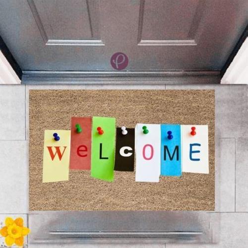 Büro Ev Ofis Dekoru için Dijital Baskı Model Kapı Önü Şekil Welcome Paspas 