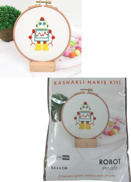 Büro Ev Ofis Hobi Dikiş Atölyesi için 8,6X6CM Robot Stil Kasnaklı Nakış Kiti