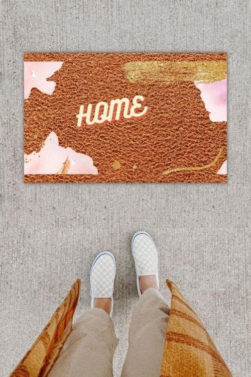 Büro Ev Ofis Dekoru için Dijital Baskı Home Kahverengi Kapı Önü Paspası