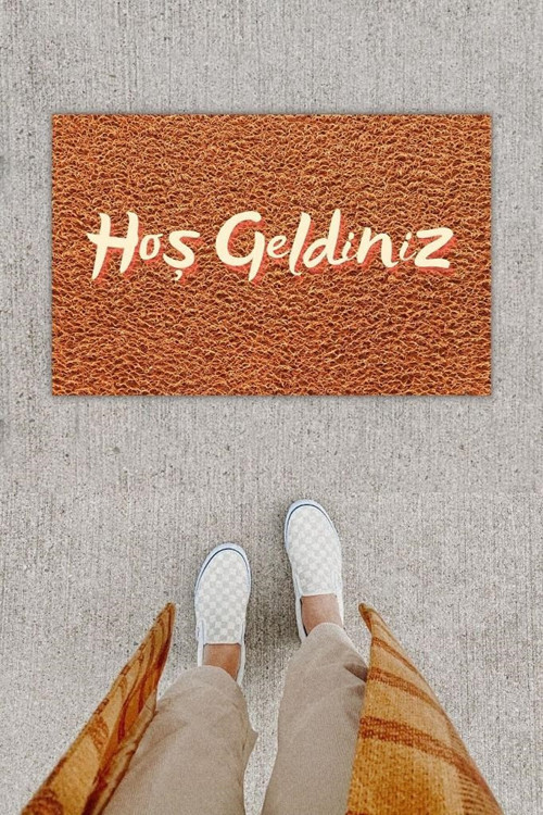 Büro Ev Ofis Dekoru için Dijital Baskı Hoş Geldiniz Kahverengi Kapı Önü Paspası