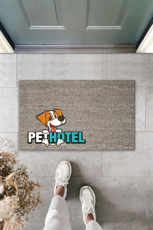 Büro Ev Ofis Kapı Önü için Baskı Gri Köpekli Pet Hotel Dekor Kapı Paspası