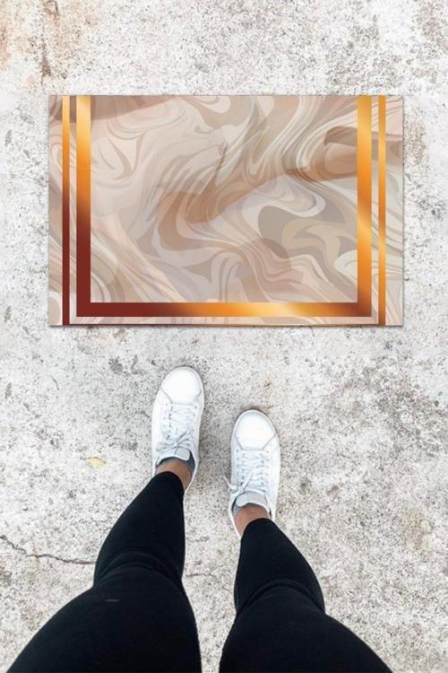 Büro Ev Ofis Kapı Önü için Baskı Gri Bordür Desen Kapı Önü Paspası