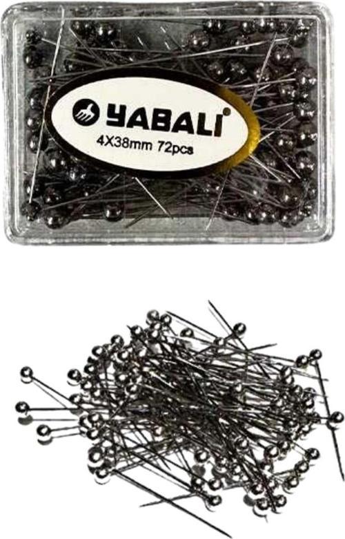 Büro Ev Ofis Hobi Dikiş Atölyesi için 72ADET 4x38MM Siyah Toplu İğne Seti