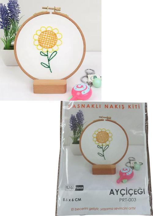 Büro Ev Ofis Hobi Dikiş Atölyesi için 8,6X6CM Ayçiçeği Stil Kasnaklı Nakış Kiti