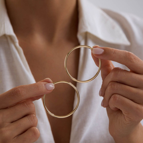 14K Altın Halka Küpe 1.8 mm 5.5 cm