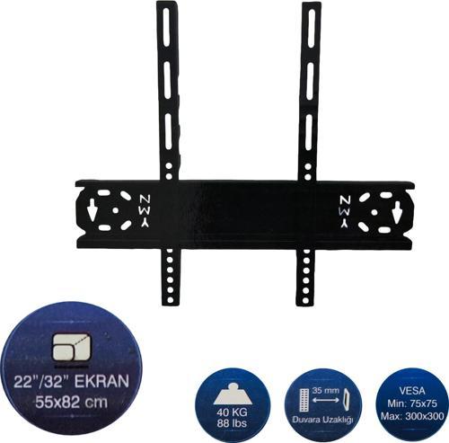 22" - 32" Tv Duvar Askı Aparatı Kilitli YMN-2232