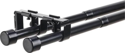 Perde çubuğu seti, siyah, 120-210 cm 19 mm, ikili