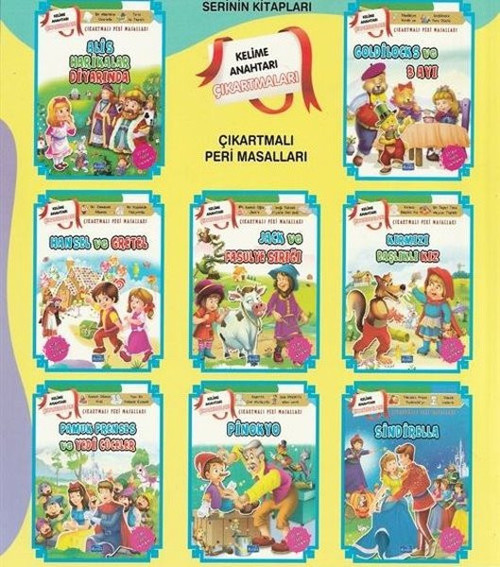 1. Sınıflara Dünya Masalları Seti - 8 Kitap Takım - Kelime Anahtarı Çıkartmalı Renkli Resimli