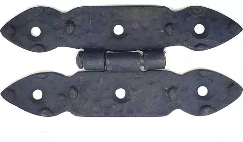 Antika Tarz Dekoratif Pirinç Düğmeli Menteşe - 117x57 mm, Oksit
