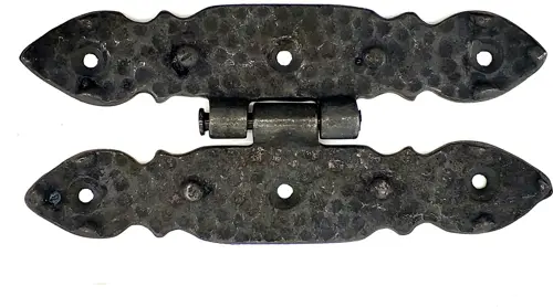 Antika Tarz Dekoratif Pirinç Düğmeli Menteşe - 142x69 mm, Oksit