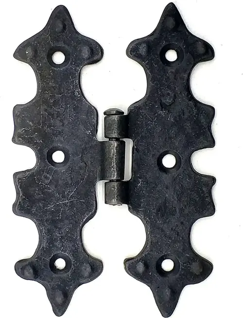 Antika Tarz Dekoratif Pirinç Lale Menteşe - 104x77 mm, Oksit