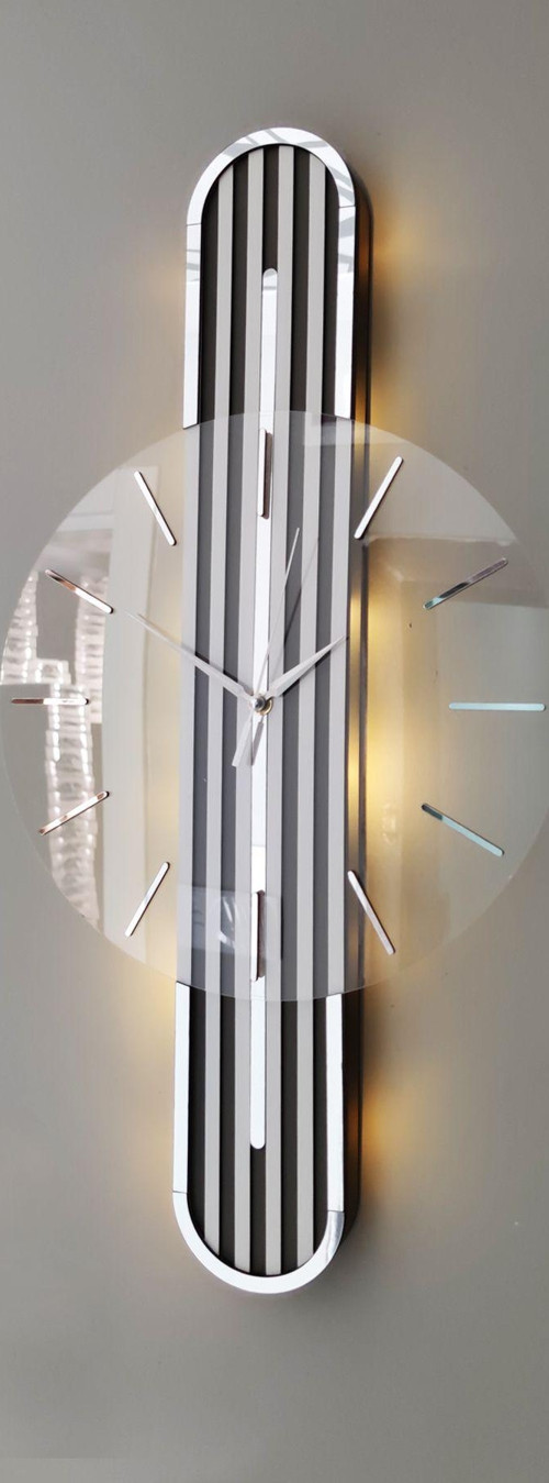 Stylish Design-Aynalı-65Cm-Pilli Led-Sessiz Mekanizma-Asse