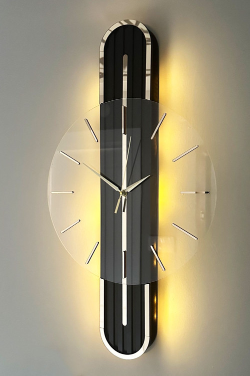 Stylish Design-Aynalı-65Cm-Pilli Led-Sessiz Mekanizma-Asse
