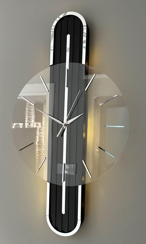 Stylish Design-Aynalı-65Cm-Pilli Led-Sessiz Mekanizma-Asse
