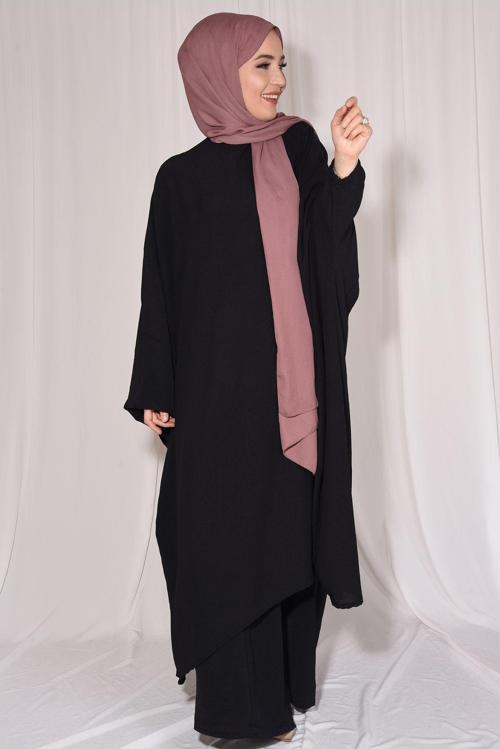 Pantolon Tunik İkili Takım Aerobin Kumaş Siyah