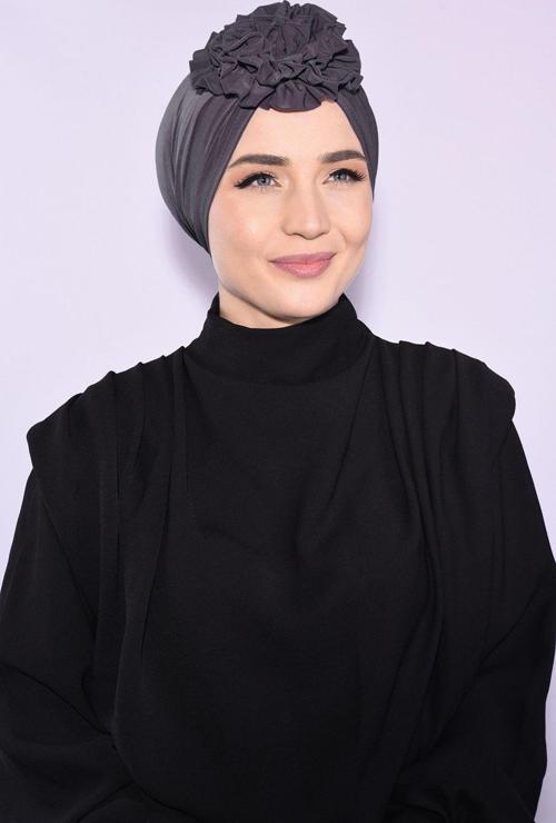 Güllü Büzgülü Çift Taraflı Bone Füme - Füme