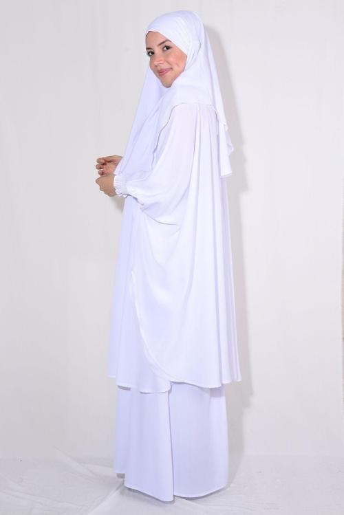 Şal Tunik Etek 3'Lü Takım Beyaz