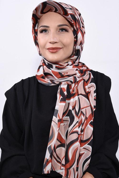 Şapkalı Desenli Şal Soyutdesen