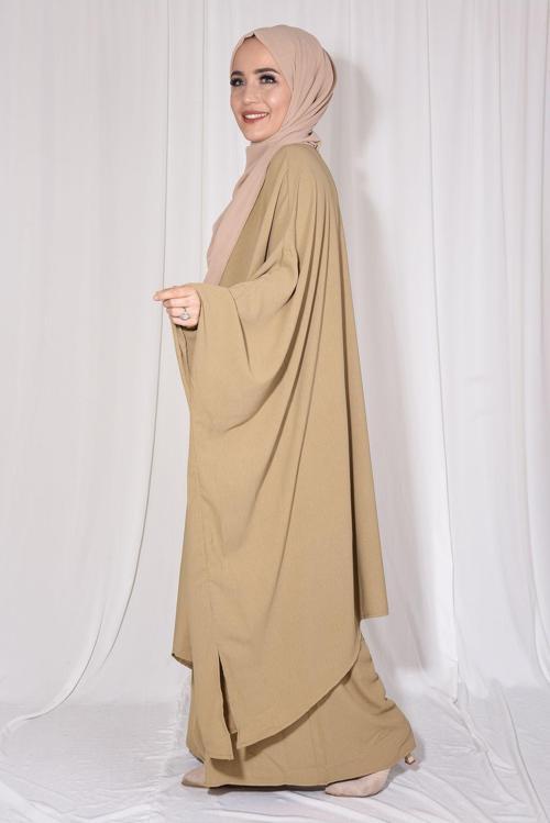 Pantolon Tunik İkili Takım Aerobin Kumaş Karamel