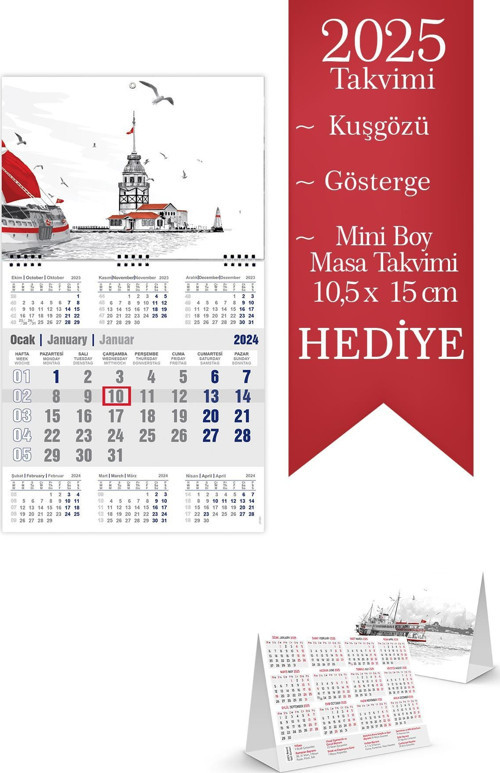 2025 7 Aylık Gemici Takvimi Denizci Duvar Takvimi 33x57 cm