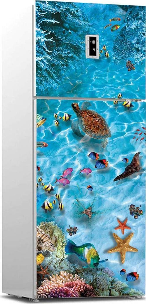 Buzdolabı Sticker Kaplama Dolap Kaplama Etiketi Sualtı Dünyası