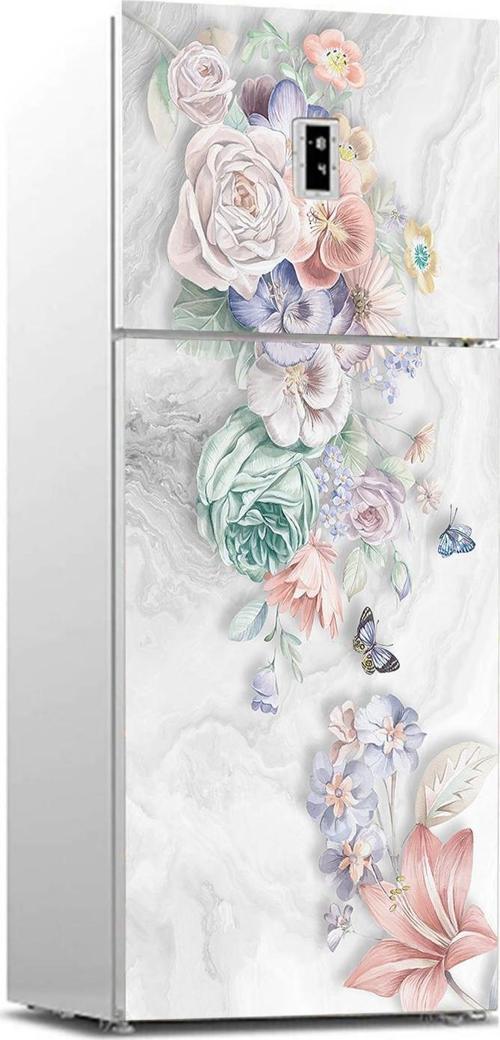 Buzdolabı Sticker Kaplama Dolap Kaplama Etiketi Çiçekler Kelebek