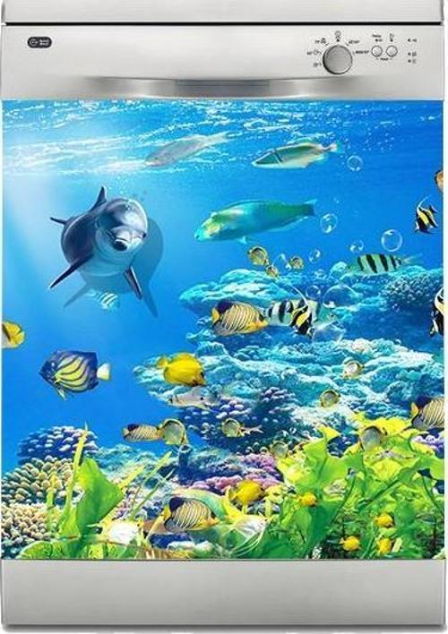 Bulaşık Makinesi Sticker Kaplama Beyaz Eşya Kaplama Yunus Balığı