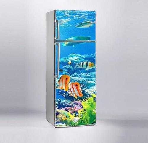 Buzdolabı Sticker Kaplama Dolap Kaplama Etiketi Denizaltı Balıklar