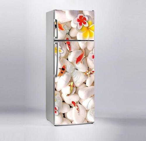 Buzdolabı Sticker Kaplama Dolap Kaplama Etiketi Taşlar Balık