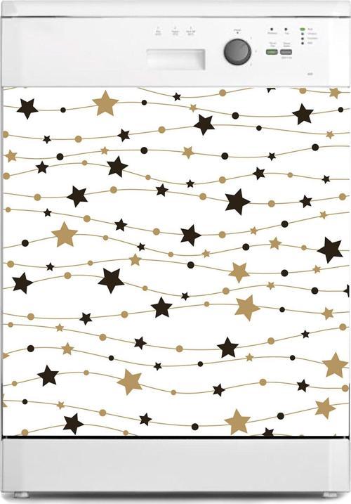 Bulaşık Makinesi Sticker Kaplama Beyaz Eşya Kaplama Altın Yıldızlar