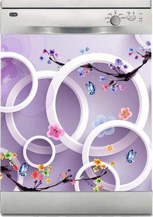 Bulaşık Makinesi Sticker Kaplama Beyaz Eşya Kaplama Yuvarlak Ağaç