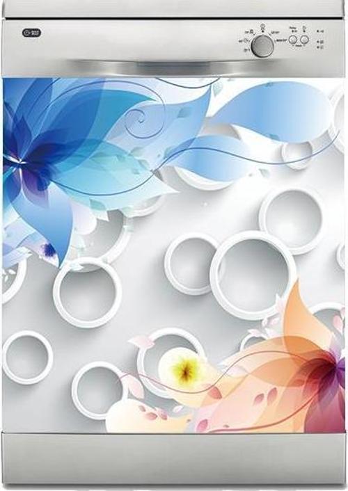 Bulaşık Makinesi Sticker Kaplama Beyaz Eşya Kaplama Yuvarlak Desen Çiçek