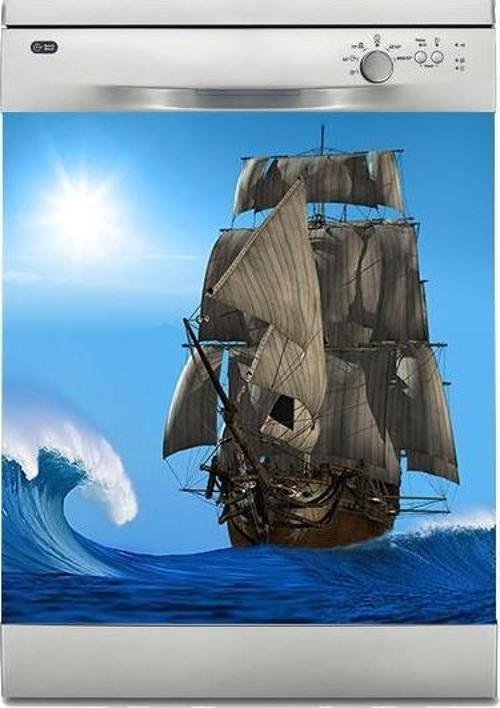 Bulaşık Makinesi Sticker Kaplama Beyaz Eşya Kaplama Antik Gemi