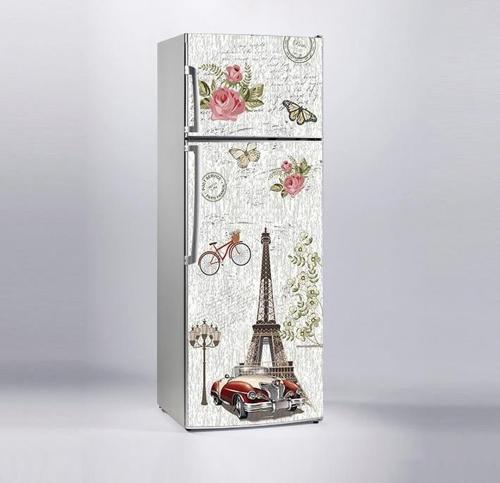 Buzdolabı Sticker Kaplama Dolap Kaplama Etiketi Vintage Paris Çizim