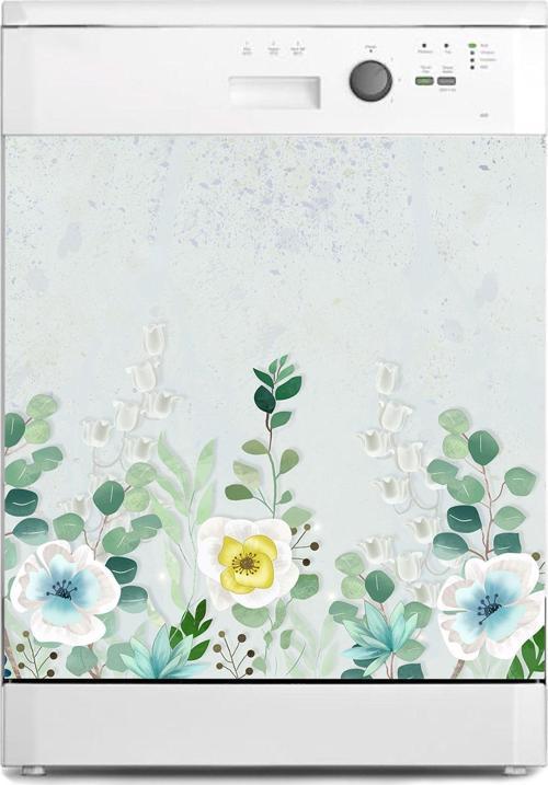 Bulaşık Makinesi Sticker Kaplama Beyaz Eşya Kaplama Renkli Çiçekler